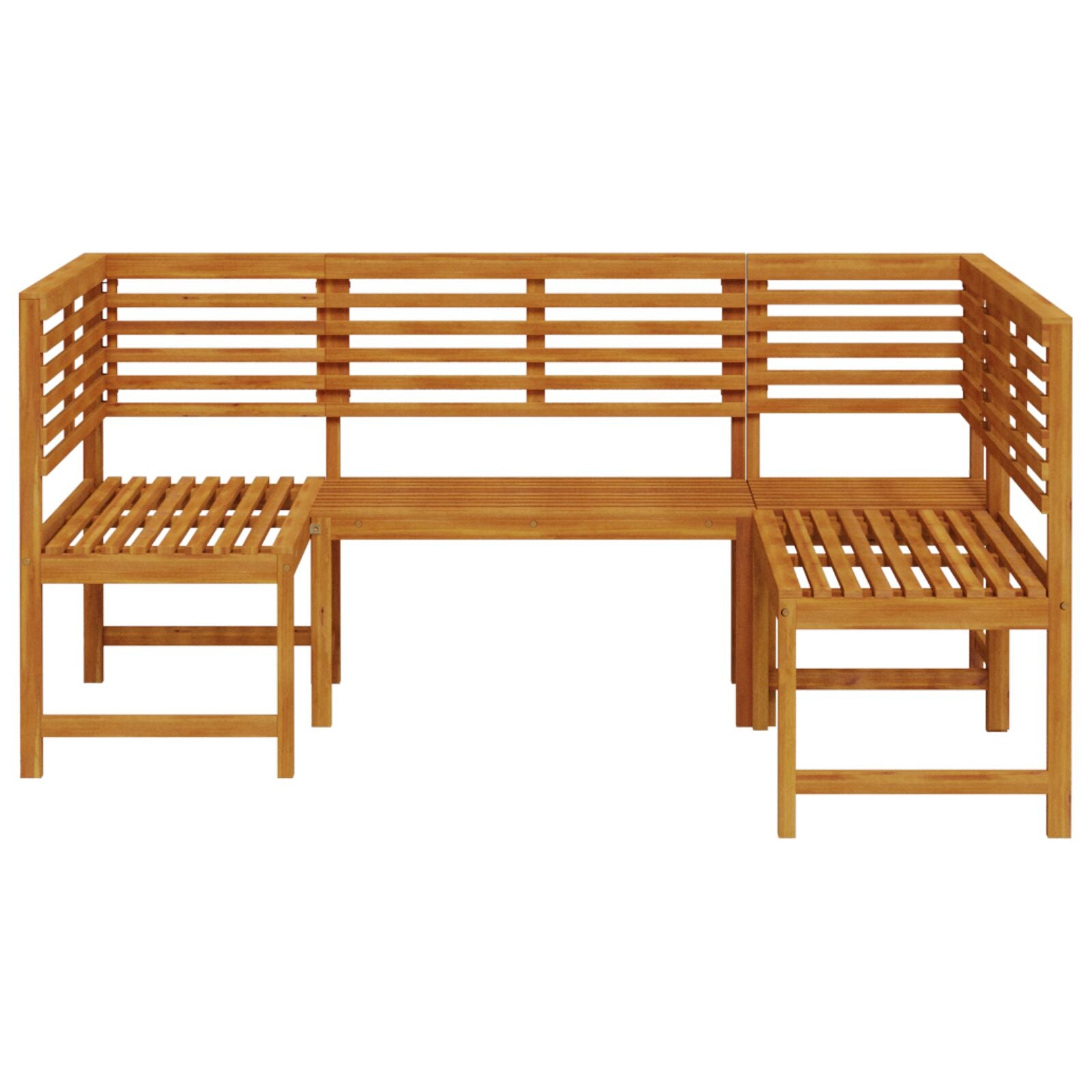 3-teiliges Gartenbank-Set aus solidem Akazienholz