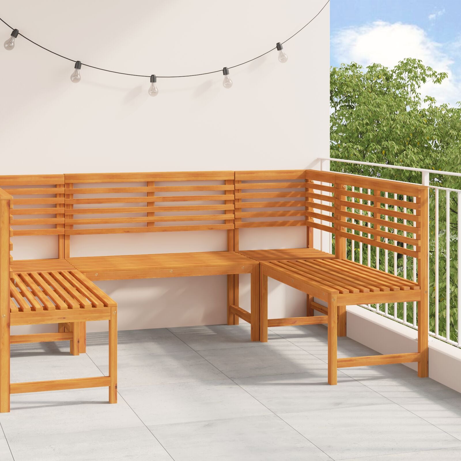 5-teiliges Gartenbank-Set aus massivem Akazienholz