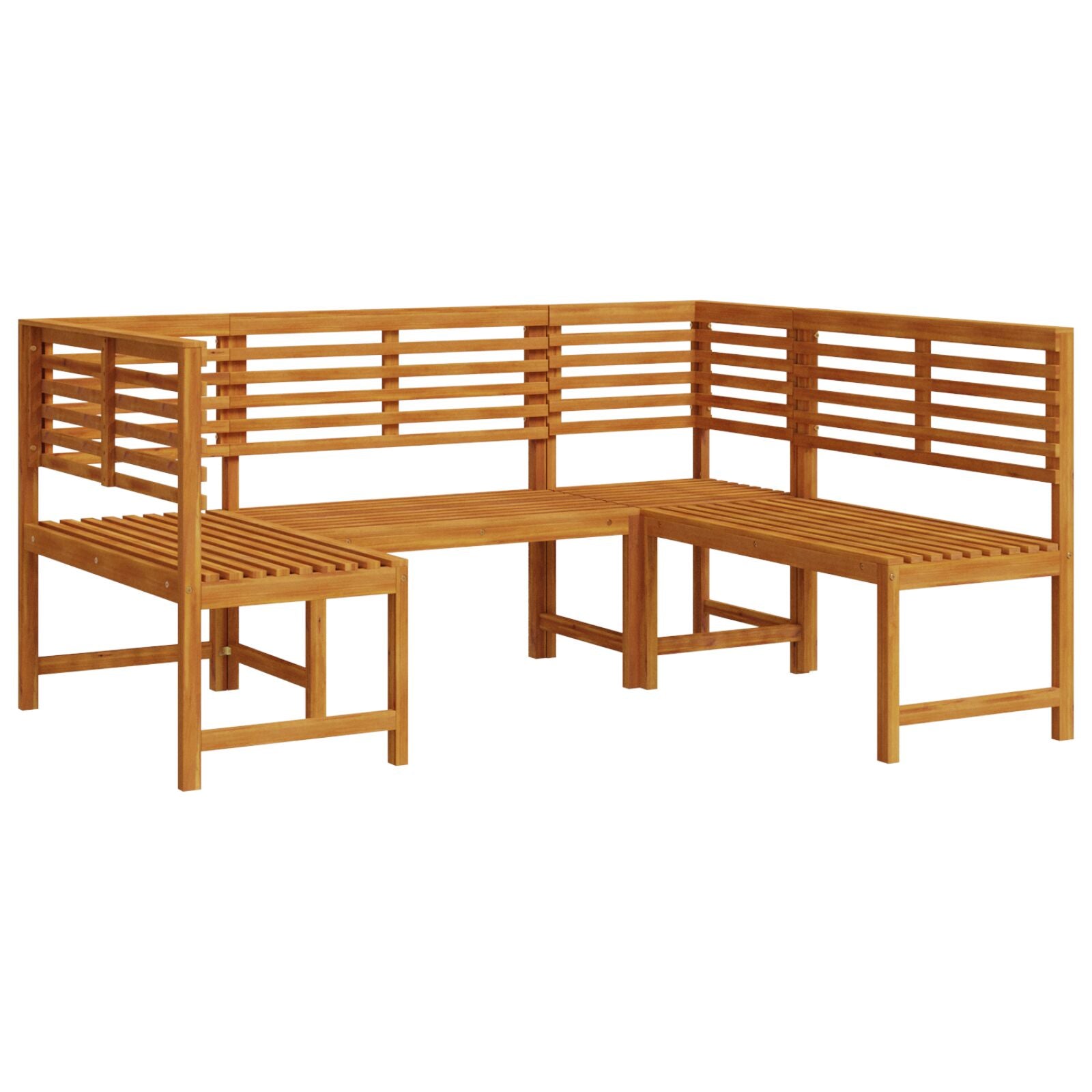 3-teiliges Gartenbank-Set aus solidem Akazienholz