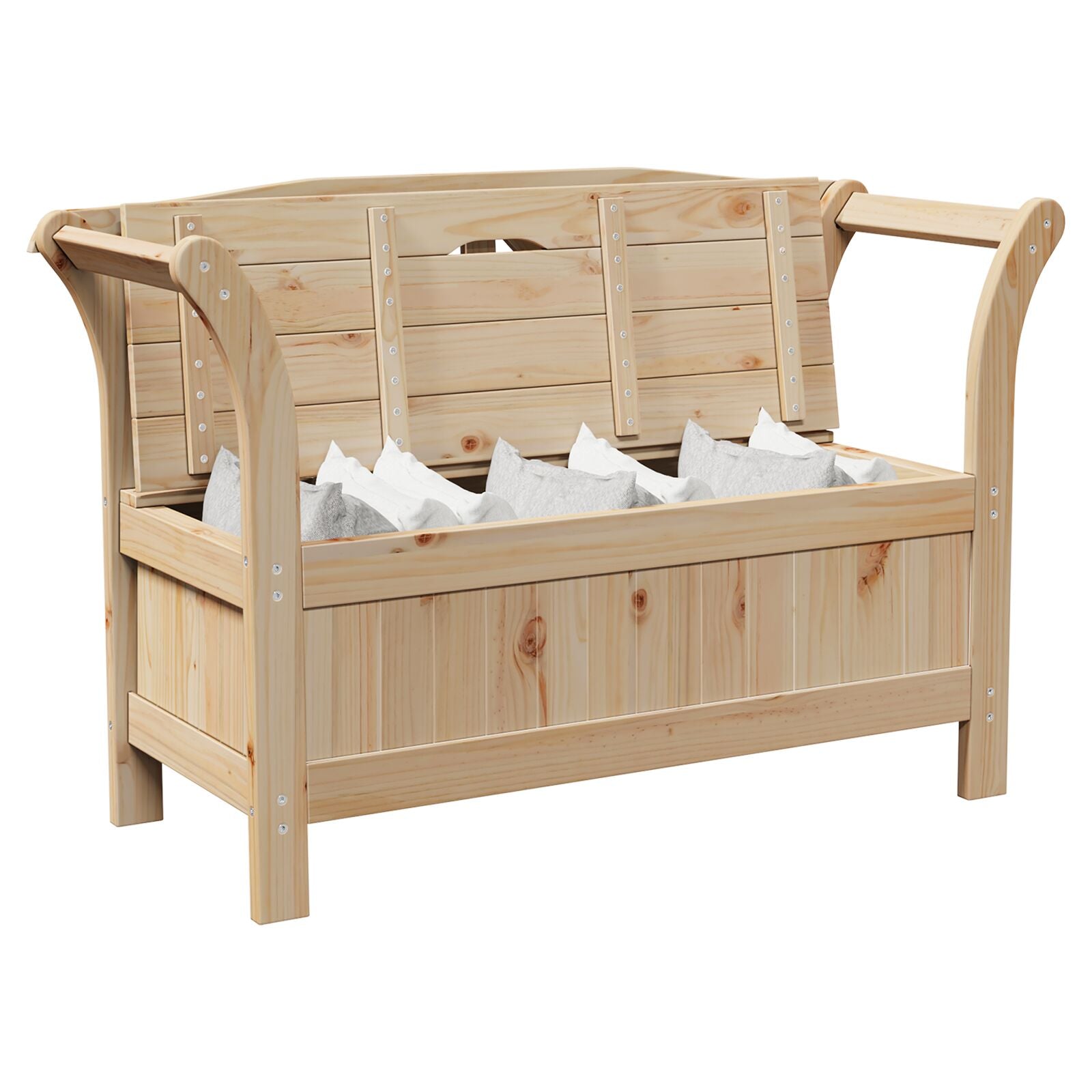 Gartenlagerbank 119x76x44 cm Massivholz Kiefer