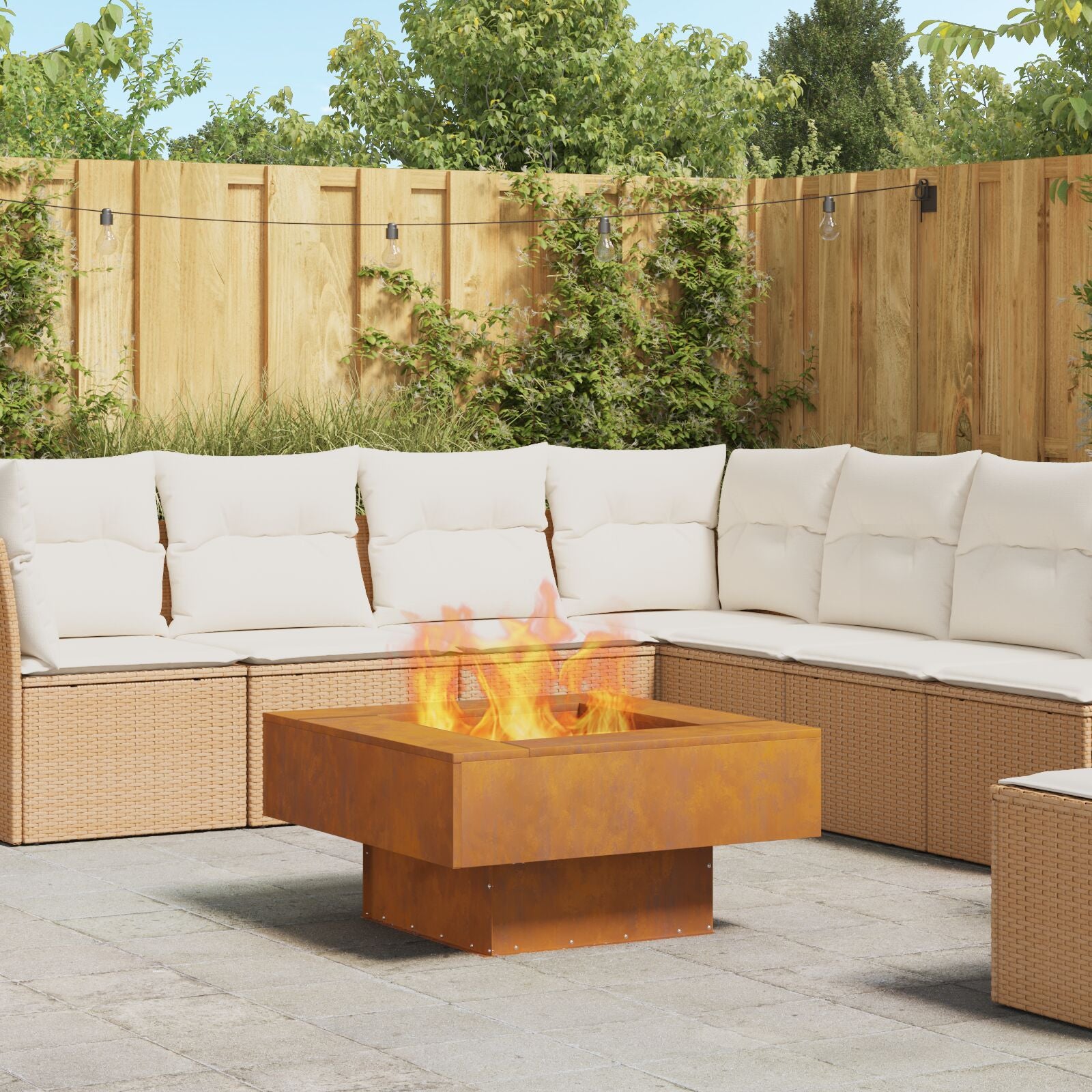 Feuerstelle Quadrat 80x80x40 cm Wetterstahl