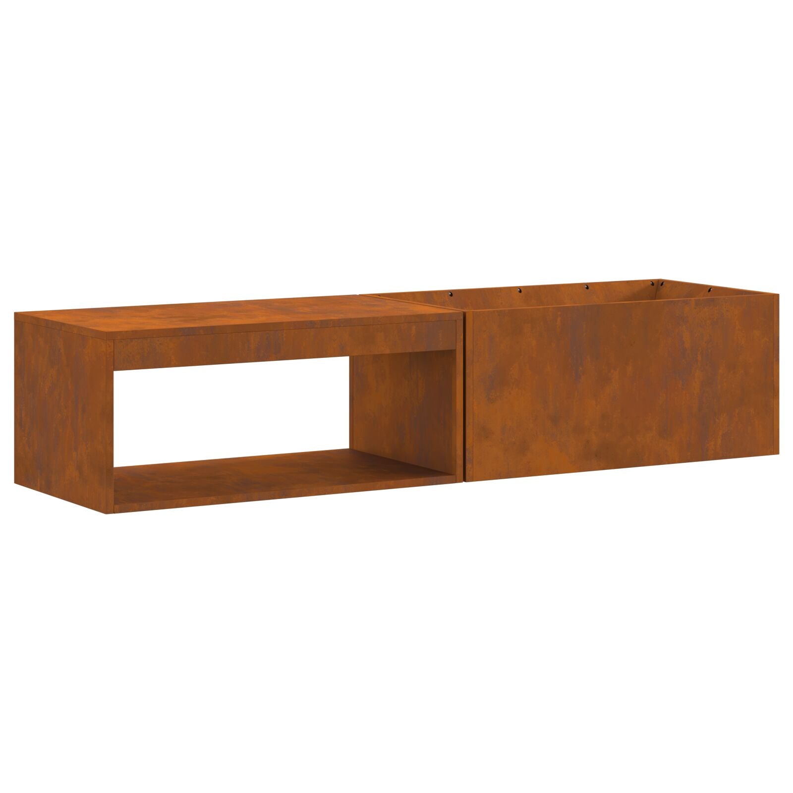 Feuerstelle mit Holzlager 160x45x35 cm Wetterfester Stahl
