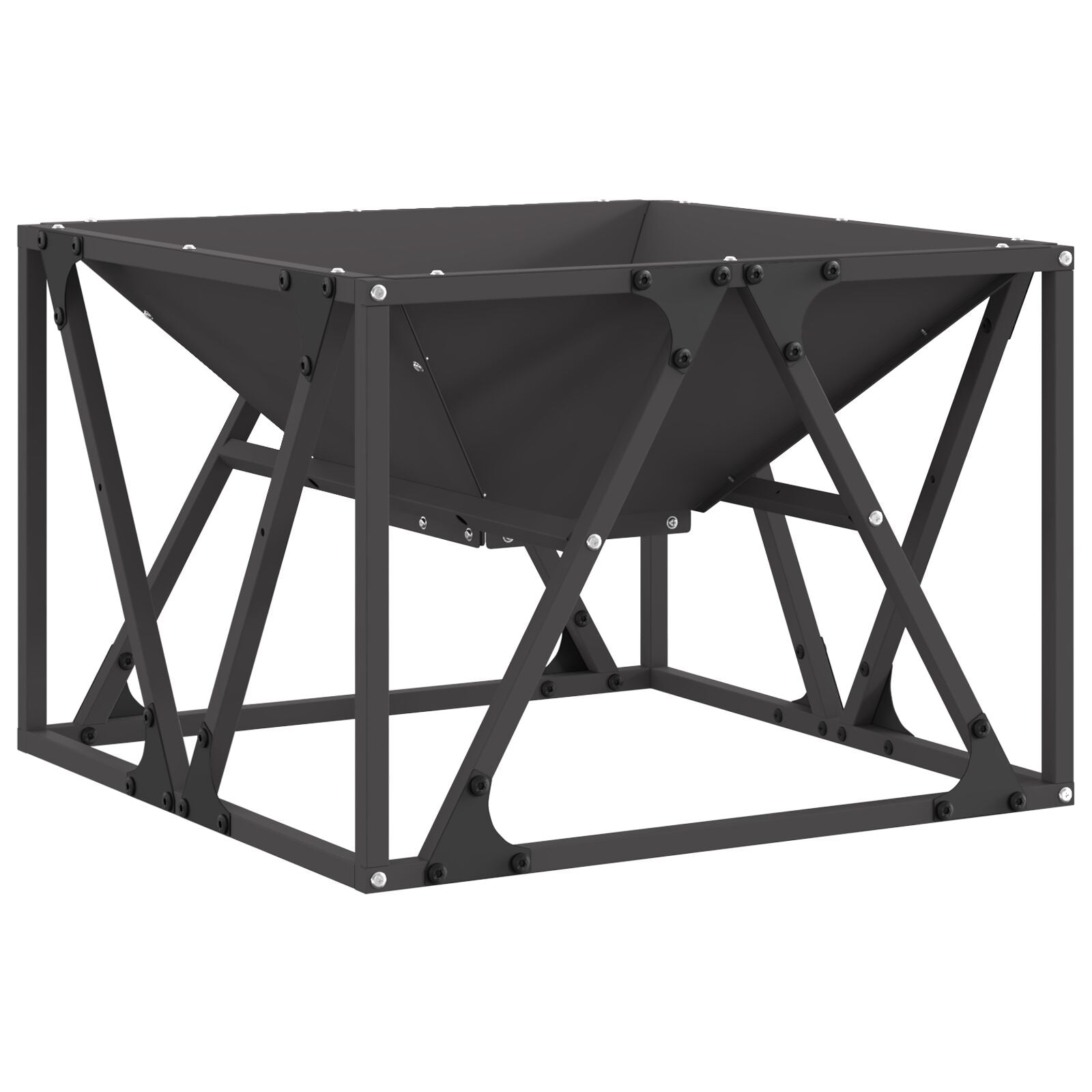 Feuerstelle Quadrat Schwarz 50x50x35 cm Stahl