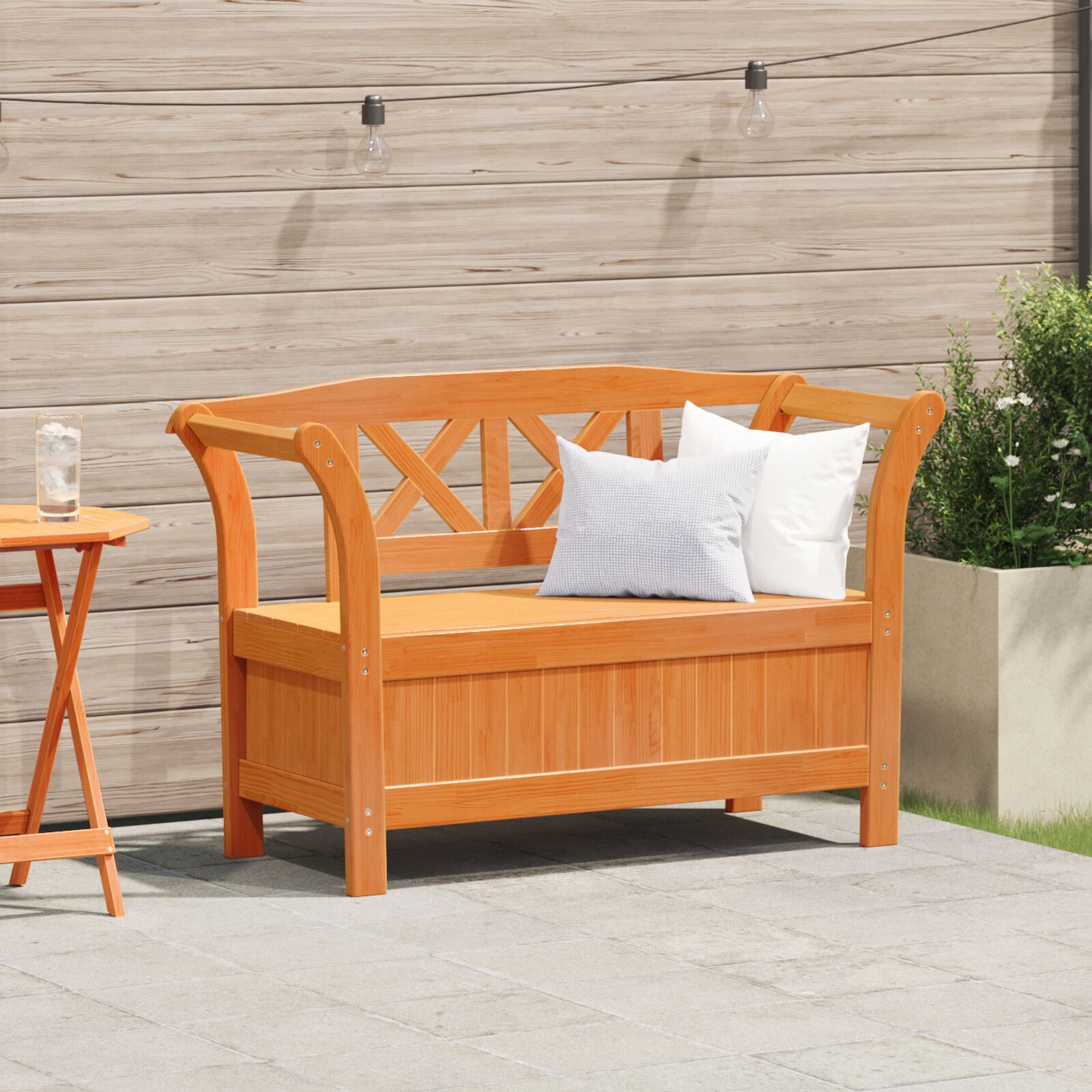 Gartenstauraum Bank Akazie 119x76x44 cm Massivholz