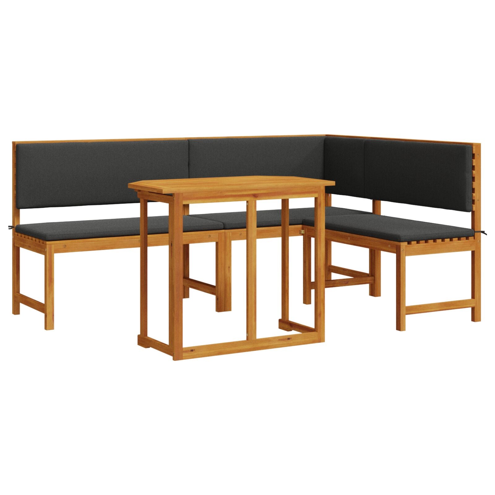 3-teiliges Garten Bistro Set mit Kissen aus massivem Akazienholz