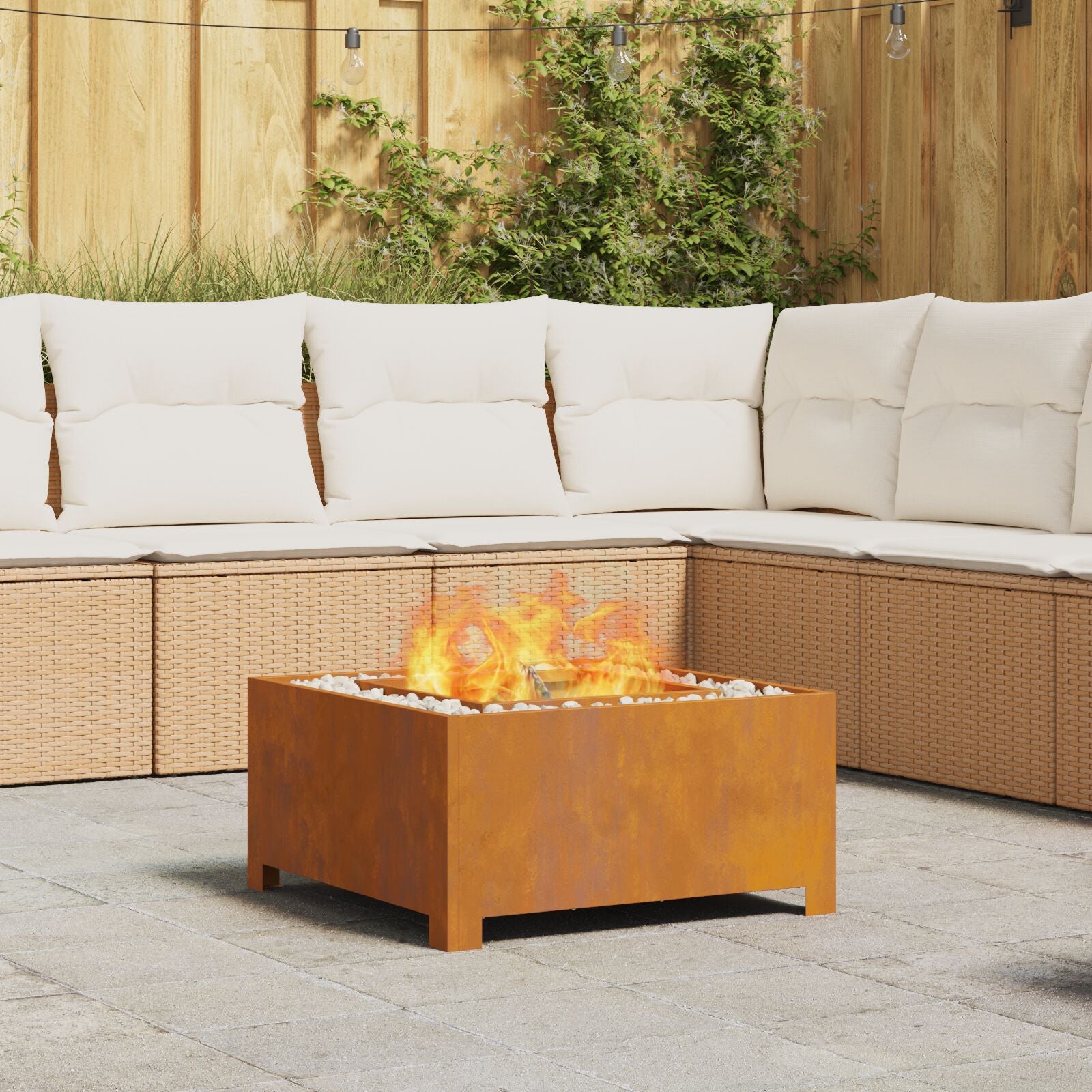 Feuerstelle Quadrat 60x60x30 cm Wetterstahl