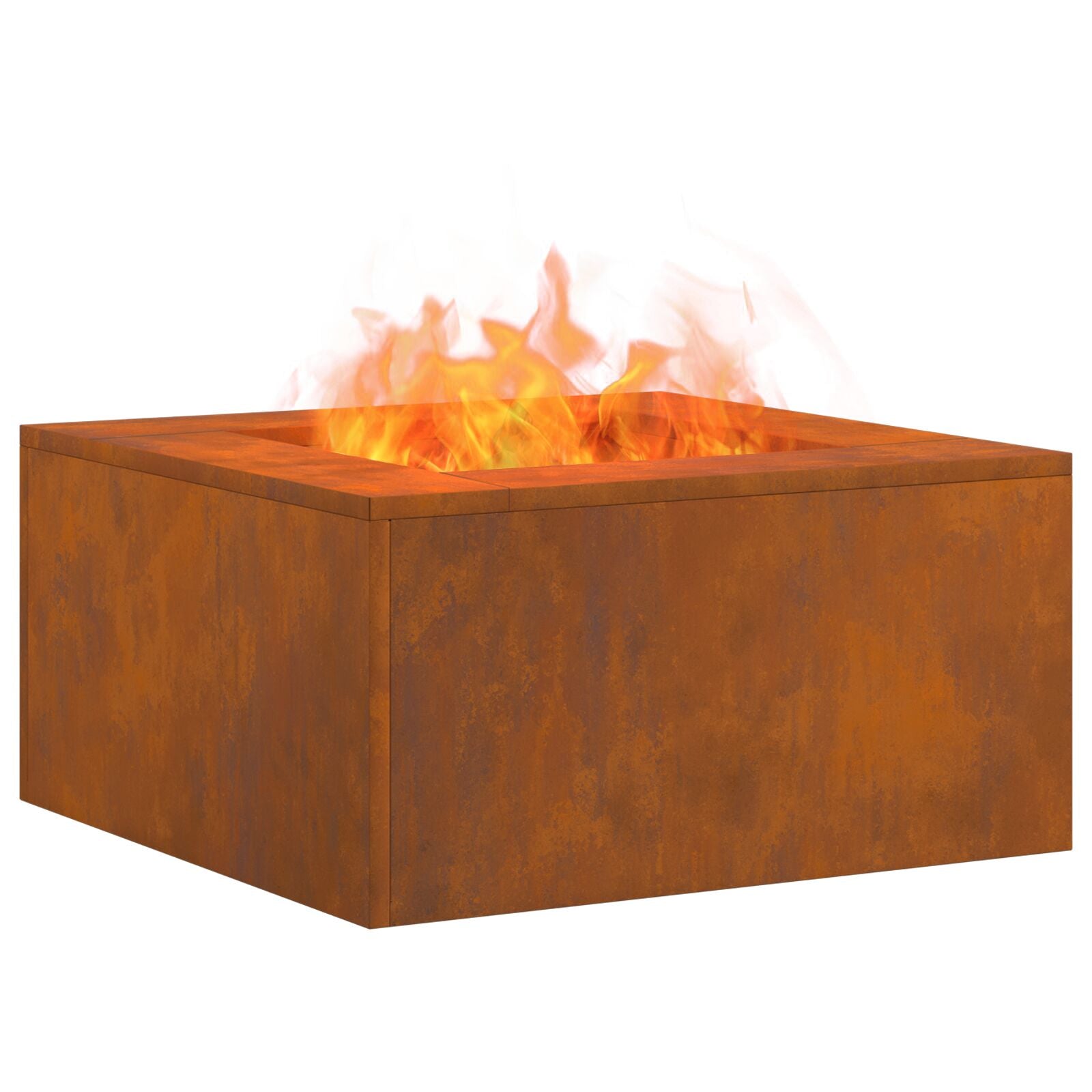 Feuerstelle Quadrat 60x60x30 cm Wetterstahl