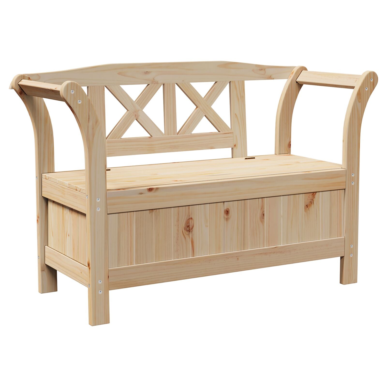 Gartenlagerbank 119x76x44 cm Massivholz Kiefer