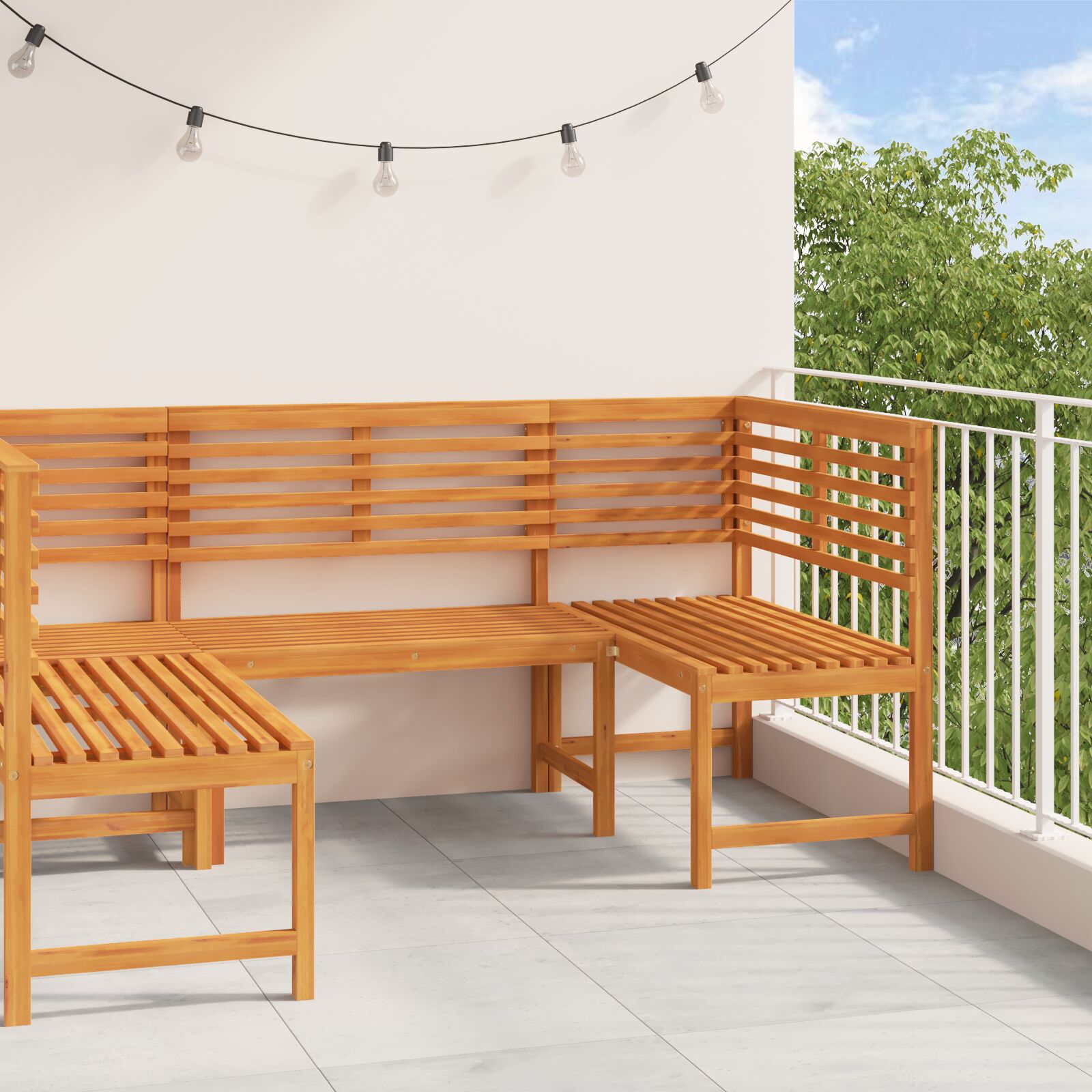 3-teiliges Gartenbank-Set aus solidem Akazienholz