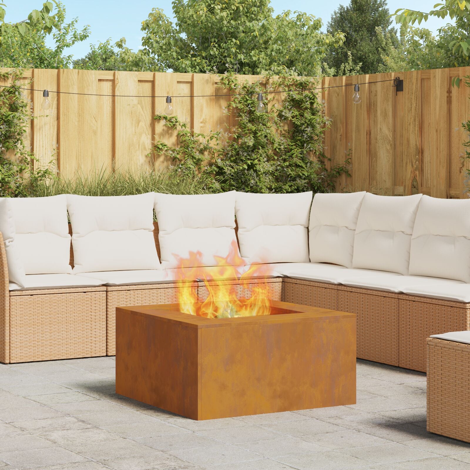 Feuerstelle Quadrat 80x80x40 cm Wetterfester Stahl