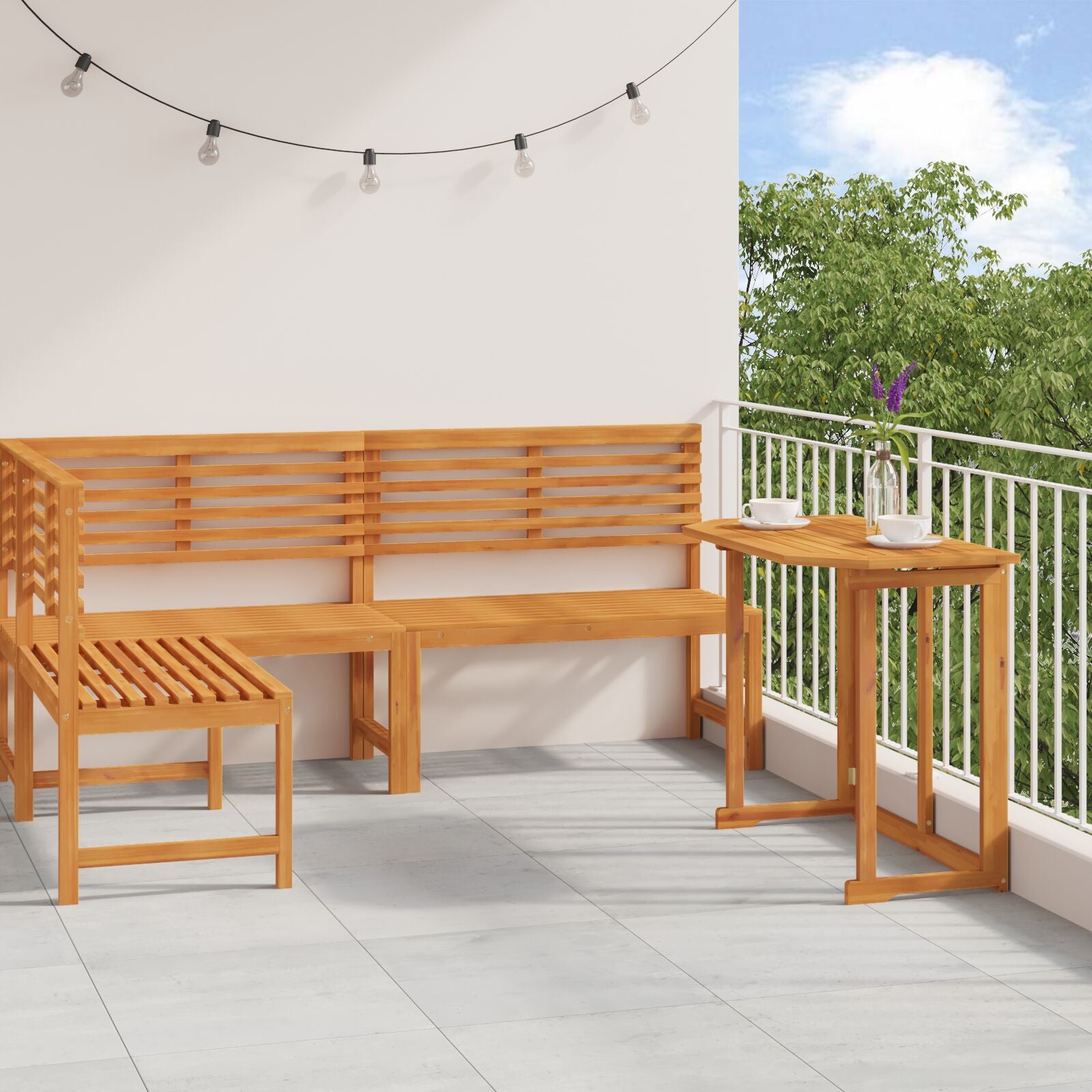 3-teiliges Garten Bistro Set aus massivem Akazienholz
